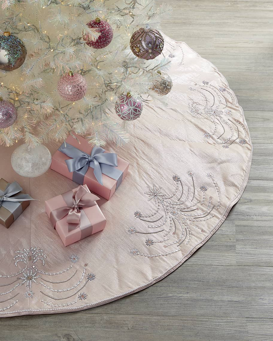 Kim Seybert 64" Frosted Bloom Tree Skirt | Neiman Marcus
