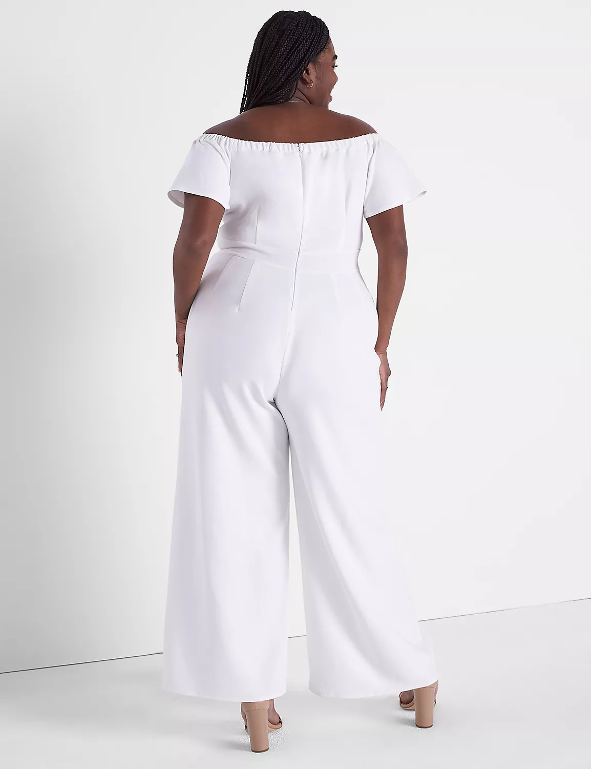 Lena Flutter-Sleeve Off-The-Shoulder Jumpsuit | LaneBryant | Lane Bryant (US)