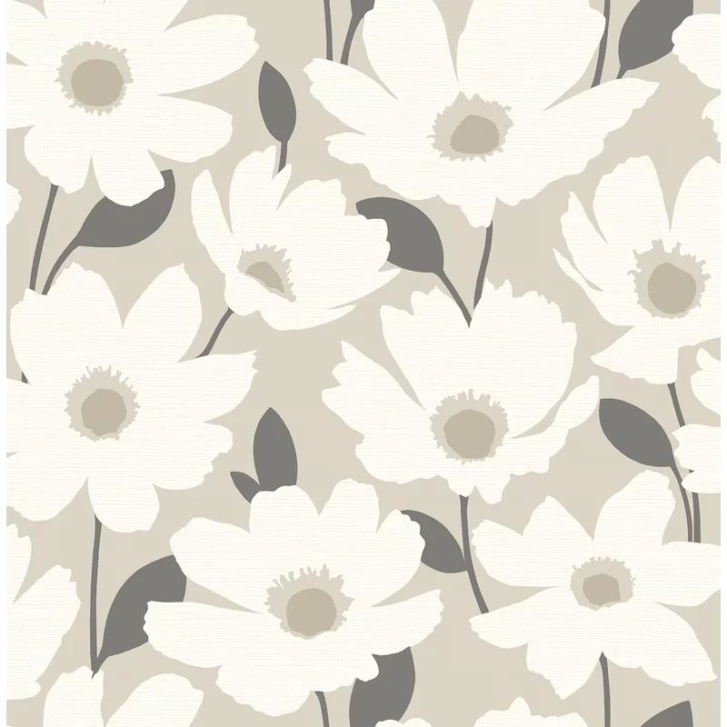 Astera Grey Floral Wallpaper | Wayfair Professional