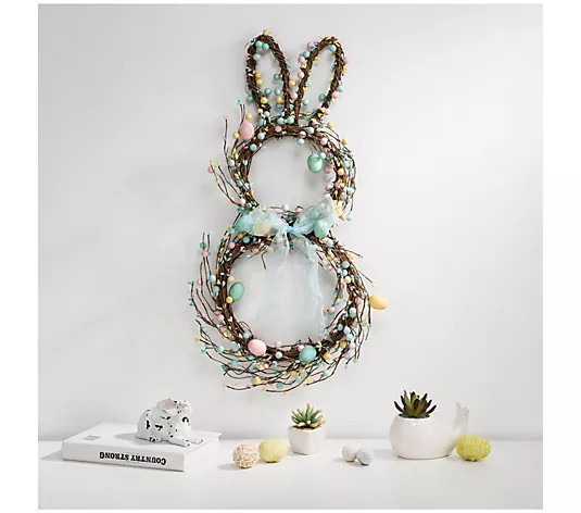 Glitzhome Easter Bunny Shaped Wreath | QVC