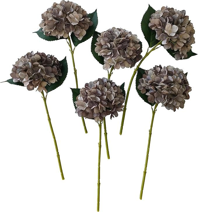 Hydrangea Artificial Flowers,6 Pcs Faux Hydrangea Flowers,Artificial Hydrangeas Flowers with Stem... | Amazon (US)