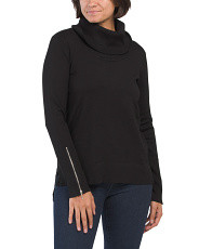 Zipper Cuff Cowl Neck Sweater | TJ Maxx