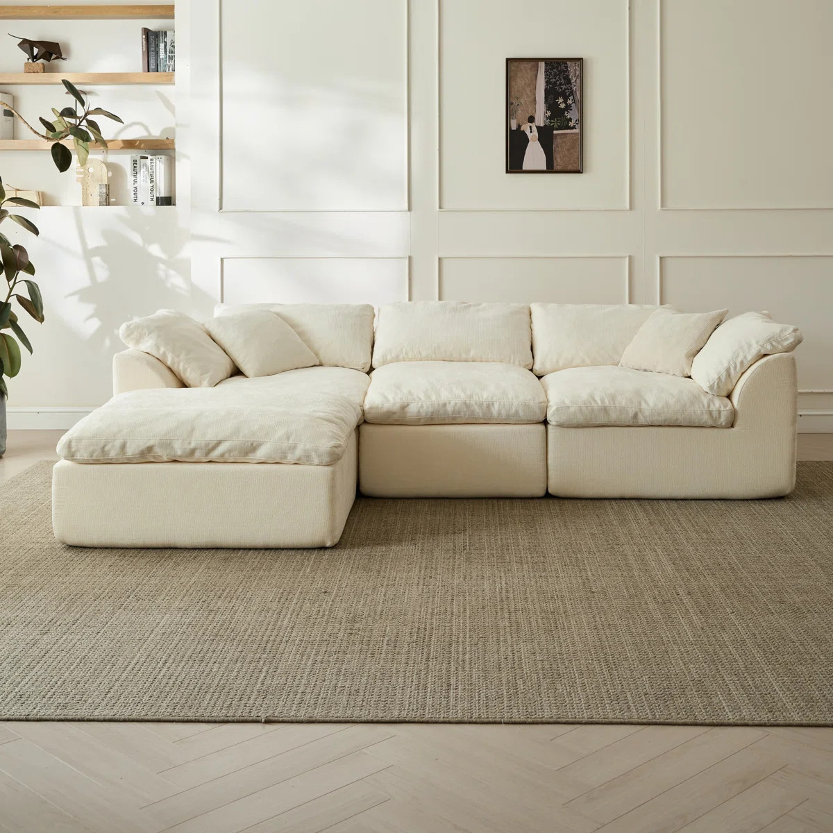 109" Modern Cloud Couches For Living Room, Deep Seat Convertible L-shape Boneless Couch With Otto... | Wayfair North America