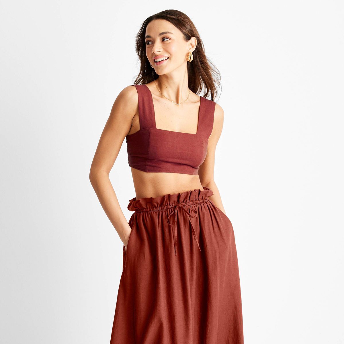 Women's Linen Square Neck Crop Top - Future Collective™ with Jenny K. Lopez | Target