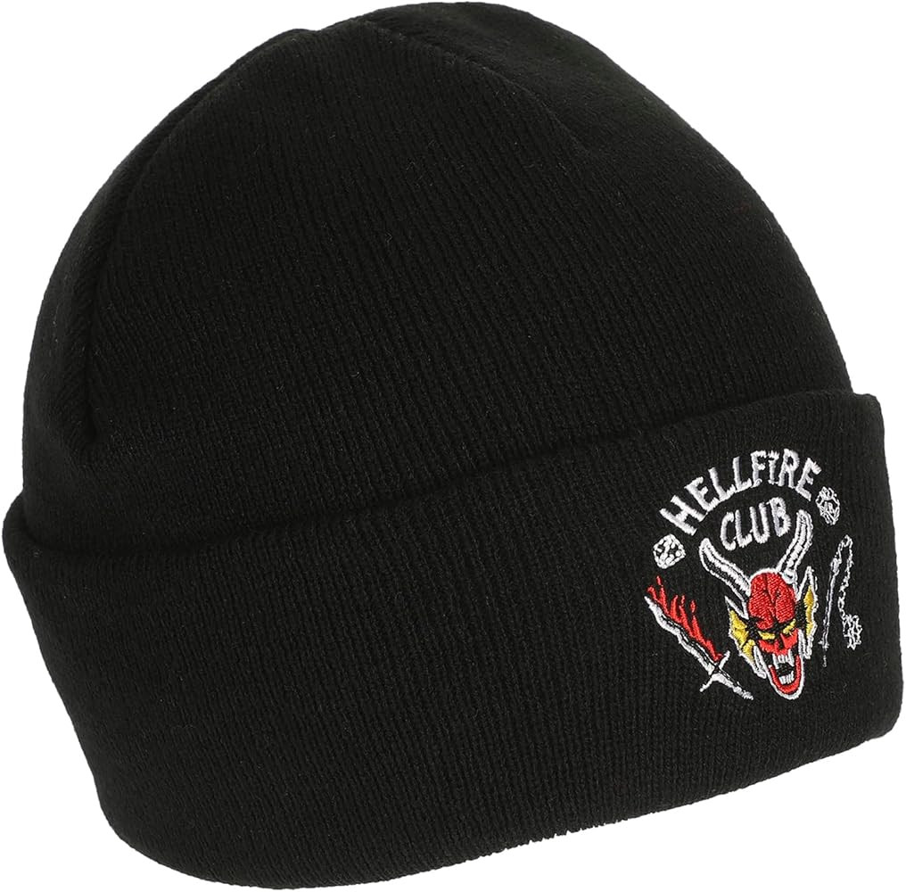 Stranger Things Hellfire Club Embroidery On Black Acrylic Knit Cuff Beanie | Amazon (US)
