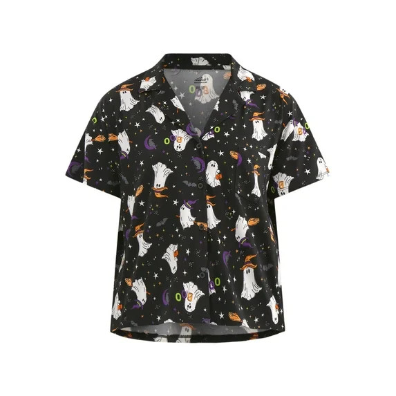 Halloween Women’s Printed Notched Top and Shorts Pajama Set from Way to Celebrate, 2-Piece, Siz... | Walmart (US)