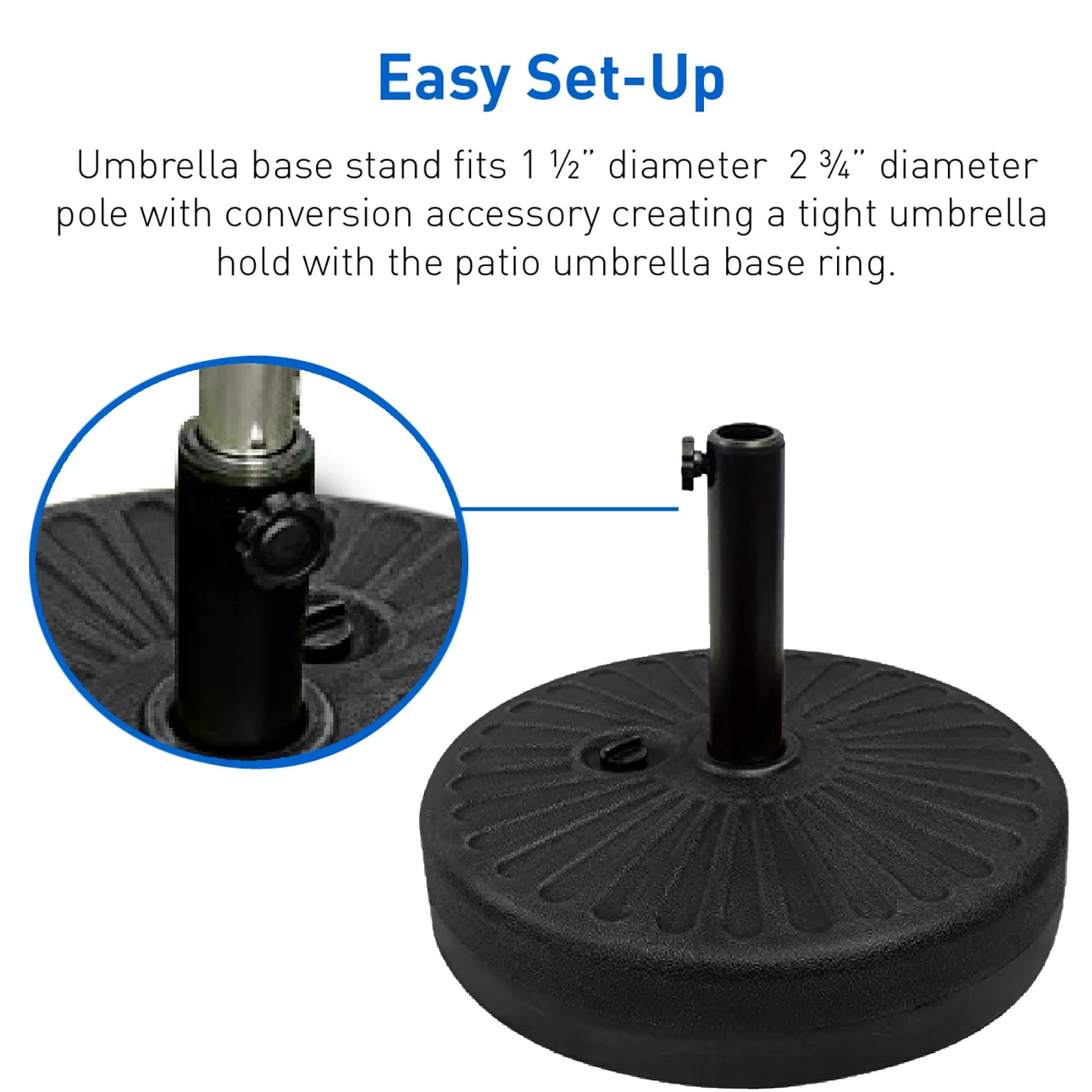 EasyGo Round Umbrella Base Weight – Black Finish –50 Pound Water or Sand Weighted Plastic Uni... | Walmart (US)