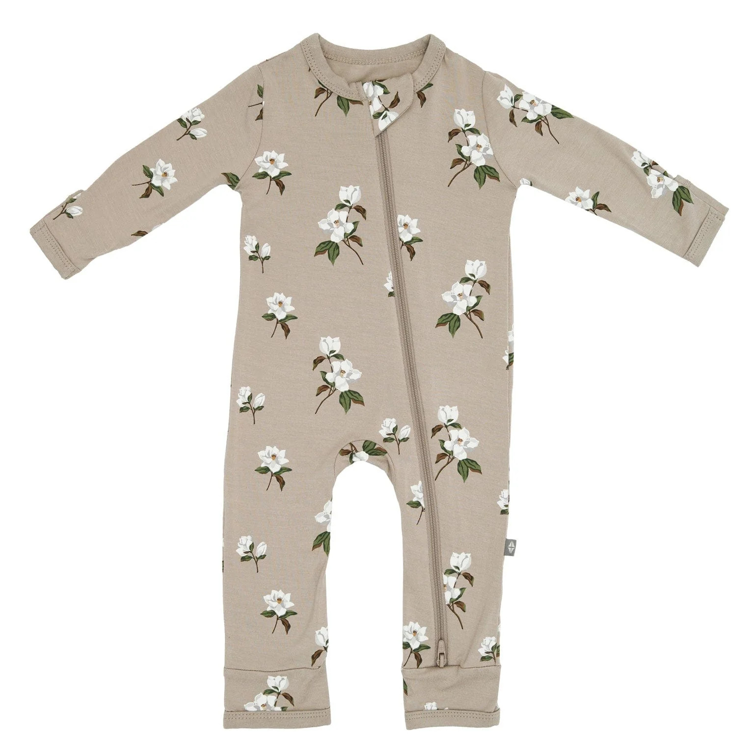 Zippered Romper in Small Khaki Magnolia | Kyte BABY