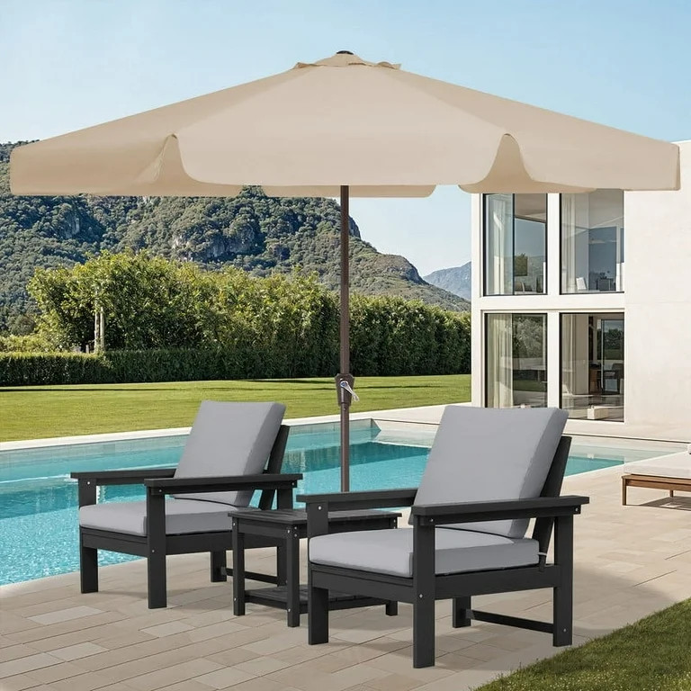 JUSTLET 11 FT Outdoor Patio Umbrella with Crank Sysytem and 8 Sturdy Ribs, Round Umbrella for Gar... | Walmart (US)