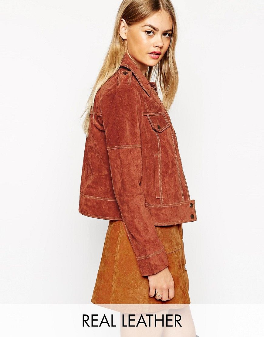 ASOS Western Jacket In Suede With Stitch Detail - Tan | ASOS US