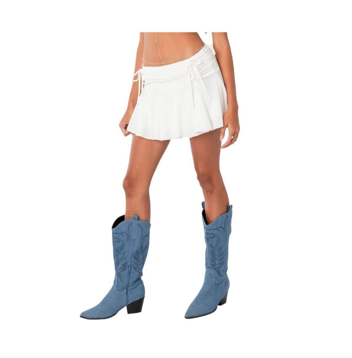 Women's Keoni Gathered Ruffle Low Rise Mini Skirt - White | Macy's