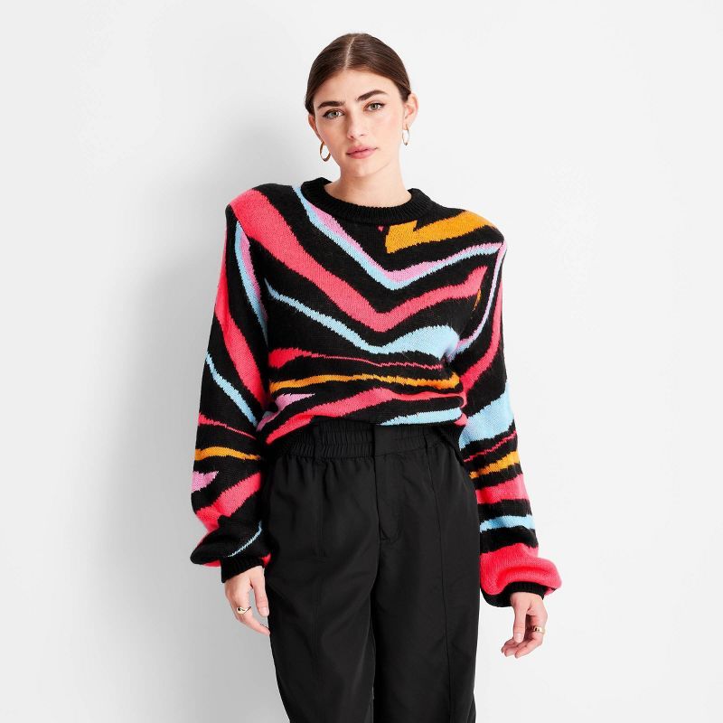 Women's Abstract Striped Crewneck Pullover Sweater - Future Collective™ with Kahlana Barfield B... | Target