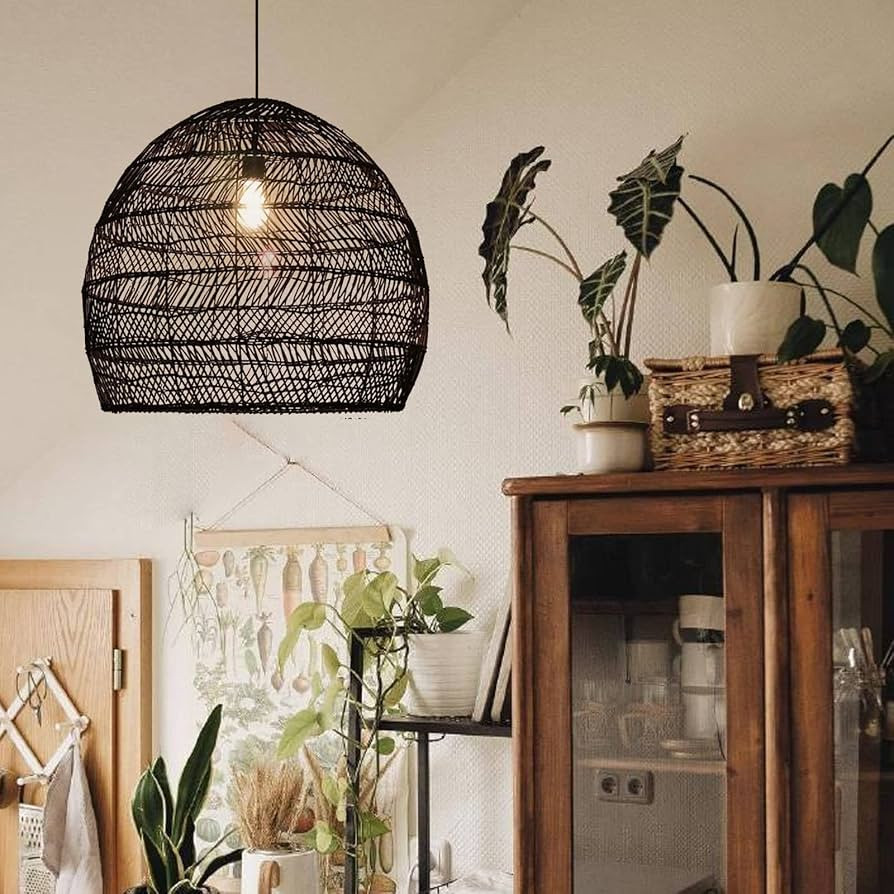 Arturesthome Kitchen Island Light, Rattan Woven Pendant Light Shades, Handmade Hanging Ceiling La... | Amazon (US)