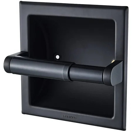 FORIOUS Matte Black Toilet Paper Holder Bathroom Wall Mount Recessed Toilet Paper Holder Black - Rea | Walmart (US)
