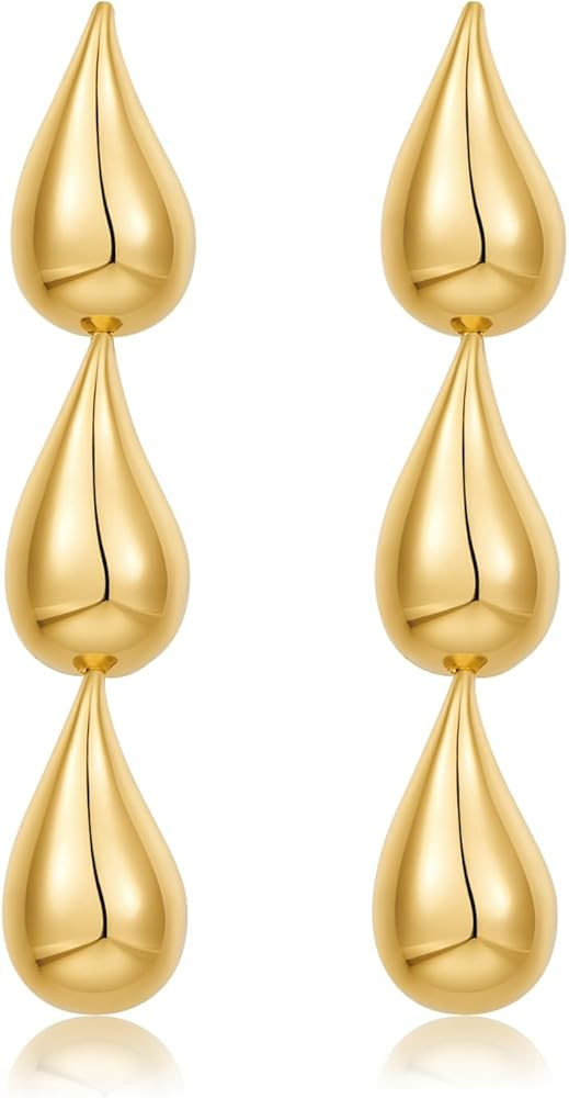 Gold Earrings For Women Gold Drop Earrings Tear Dangle Earrings Gold Statement Earring Fashion je... | Amazon (US)