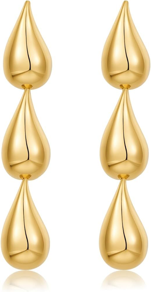 Gold Earrings For Women Gold Drop Earrings Tear Dangle Earrings Gold Statement Earring Fashion je... | Amazon (US)