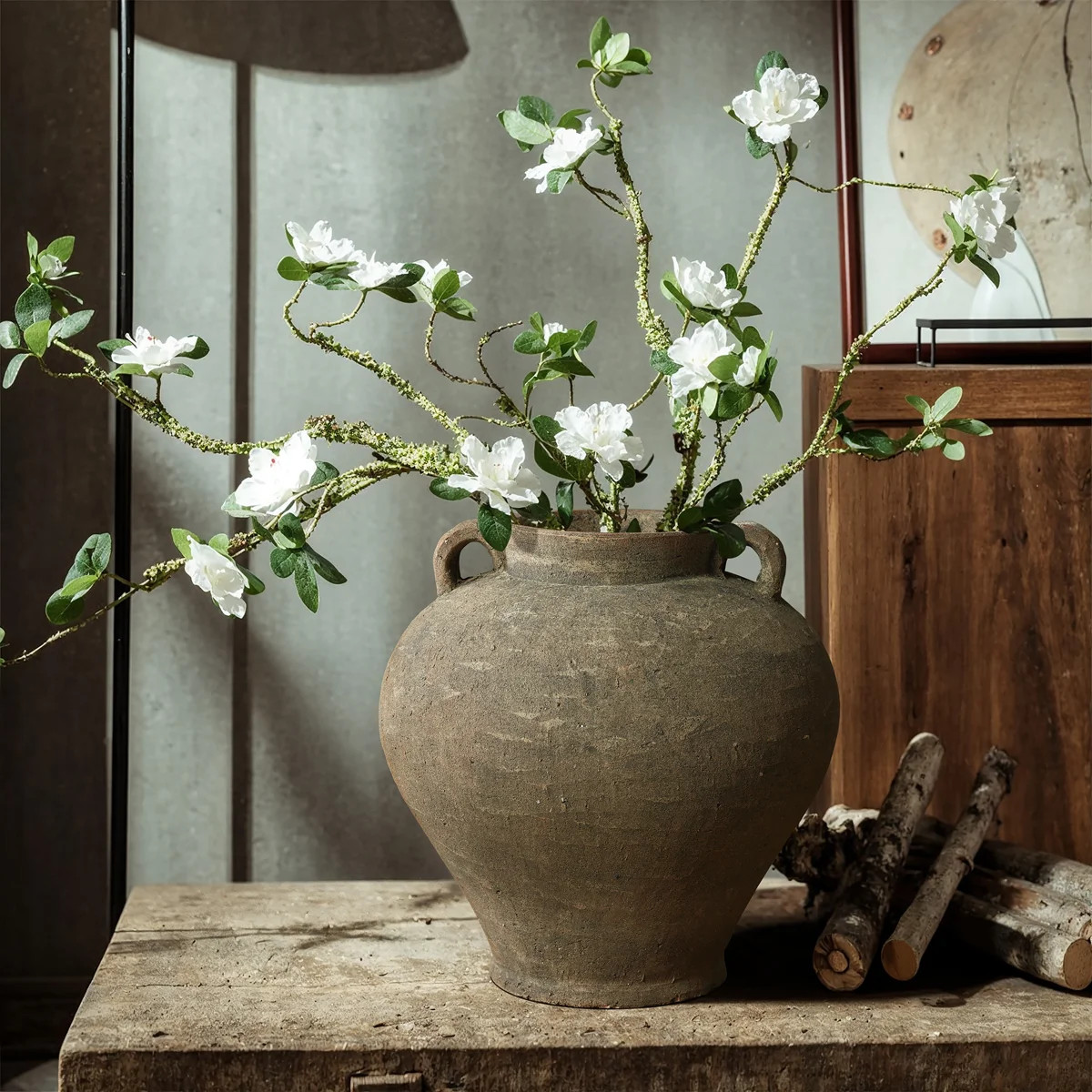 Rustic Brown Terracotta Cauldron 14.6-Inch Tall Vase | Wayfair North America