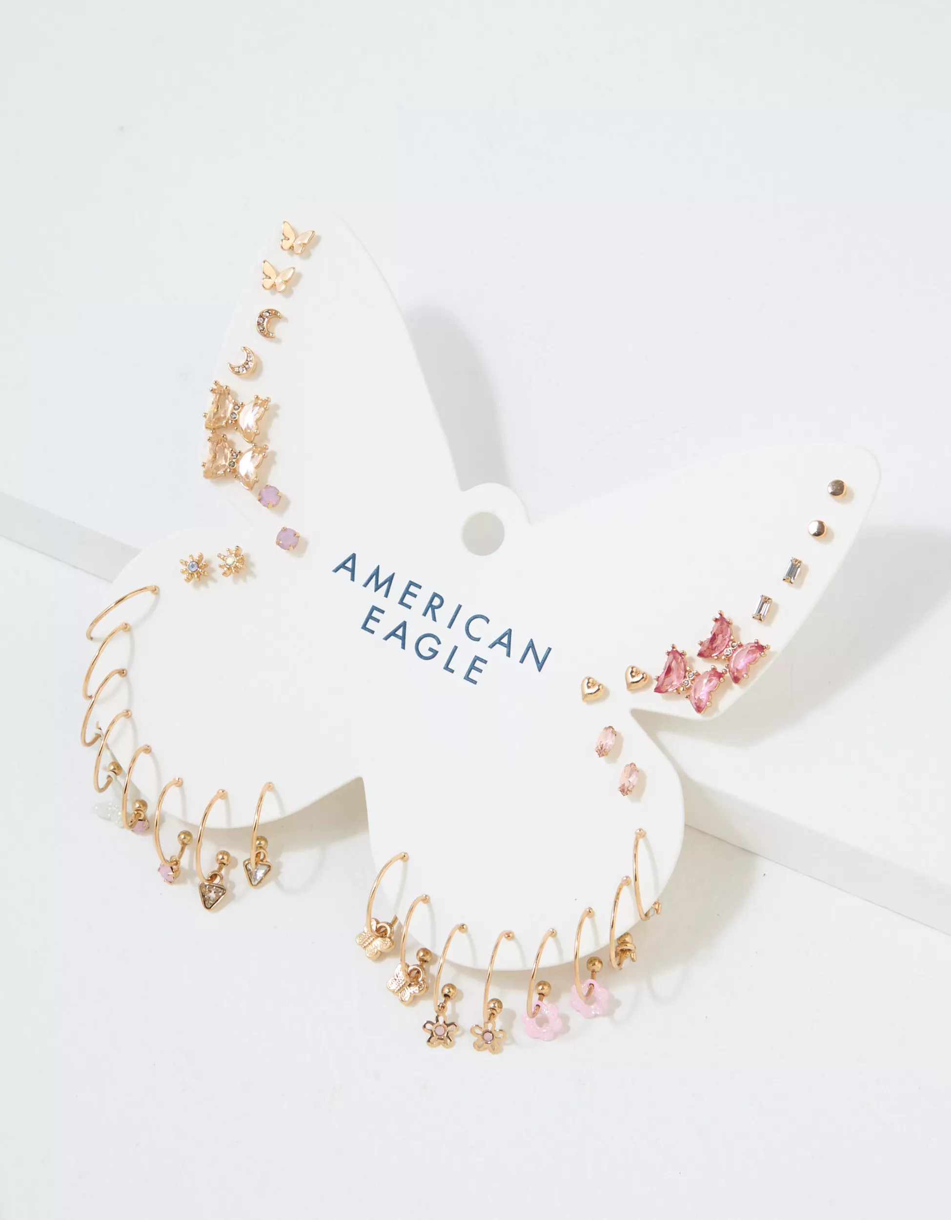 AE Crystal Butterfly Earrings 18-Pack | American Eagle Outfitters (US & CA)