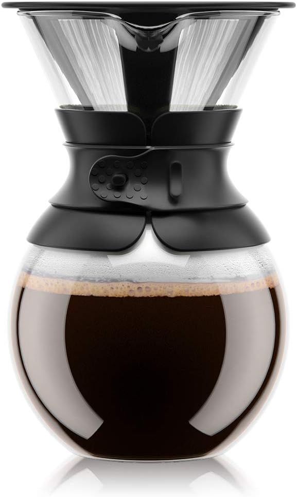 Bodum Pour Over Coffee Maker with Permanent Filter, 1 Liter, 34 Ounce, Black Band | Amazon (US)