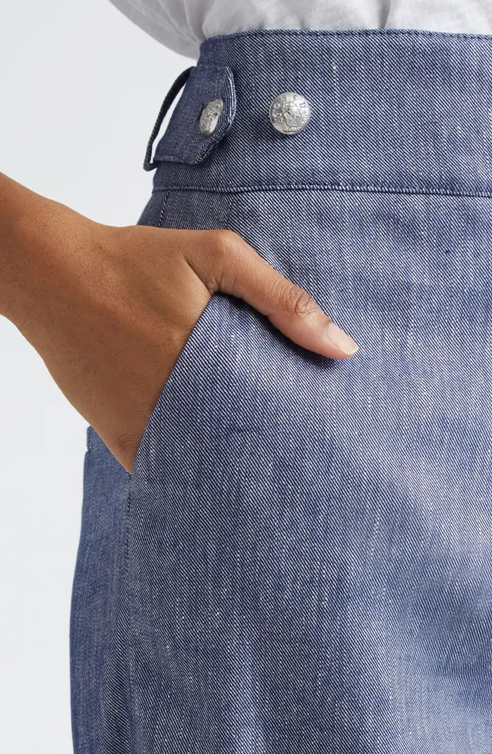 Aubrie Crop Flare Linen Blend Pants | Nordstrom