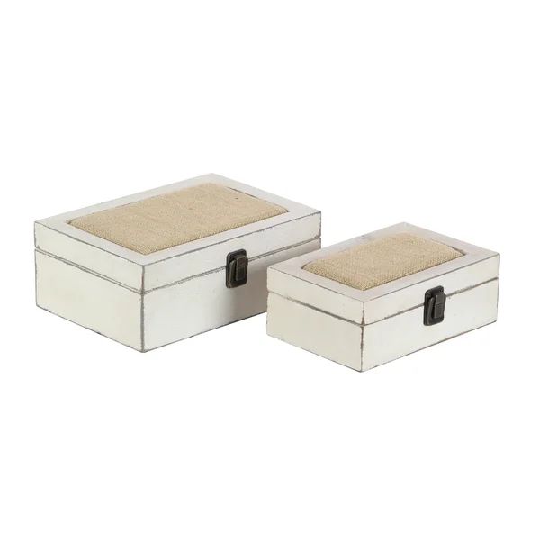 Nazaret White Wood Box with 2 Pieces Hinged Lid 10", 8"W | Wayfair North America