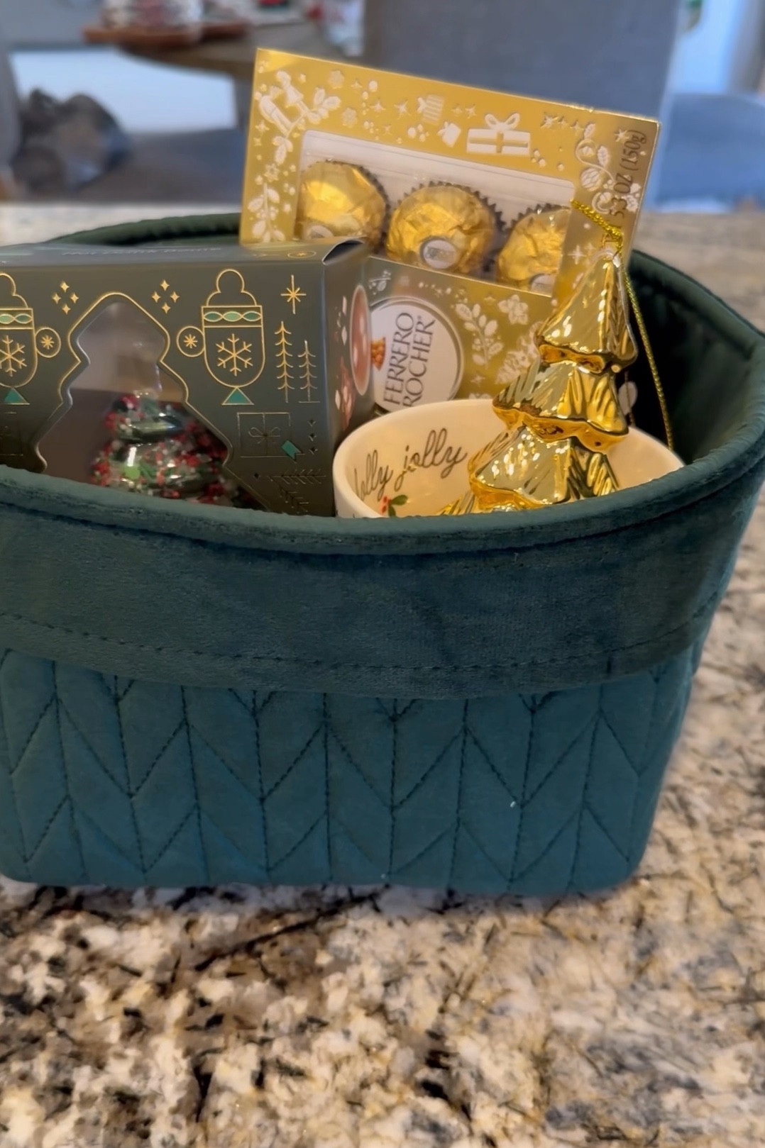 Christmas gift basket idea. Velvet basket, hot chocolate bomb, ornament, Christmas candy.
#giftbasket #giftforher #teachergift #christmas #holiday

#LTKGiftGuide #LTKSeasonal #LTKHoliday