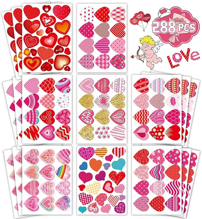 Heart Stickers,Valentines Stickers,Heart Stickers for Kids,Valentines Stickers,Valentine's Day St... | Amazon (US)
