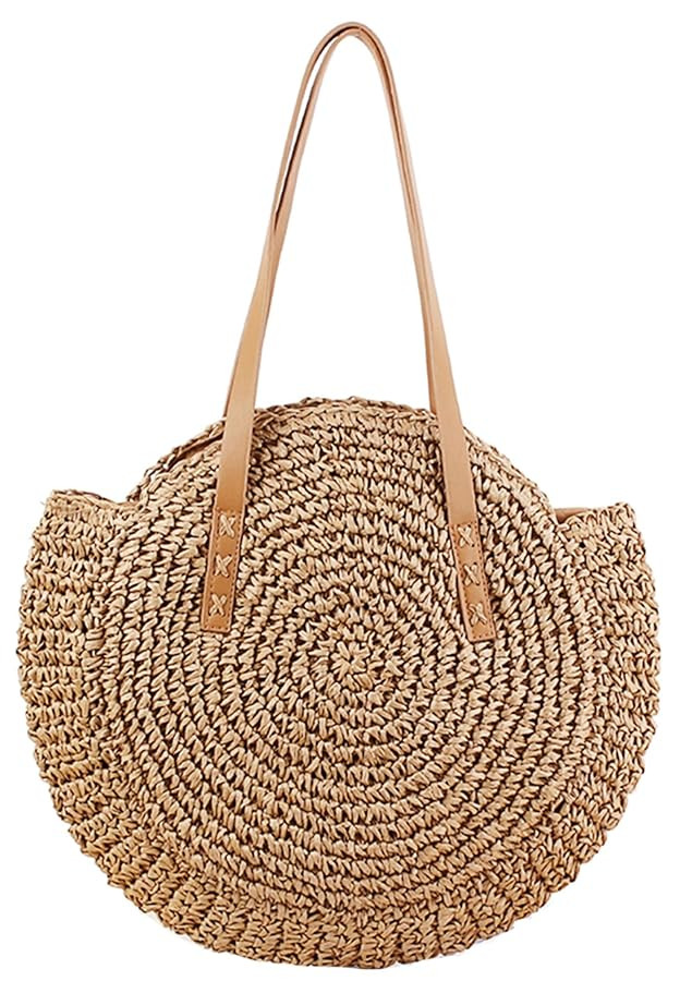 Beach Bags for Women Straw Bag Vacation Summer Large Foldable Straw Beach Bag Tote Woven Shoulder... | Amazon (US)