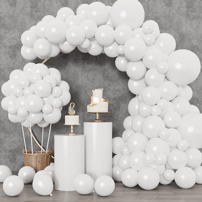 RUBFAC 129pcs White Balloons Different Sizes 18 12 10 5 Inch for Garland Arch,Party Latex Balloon... | Amazon (US)