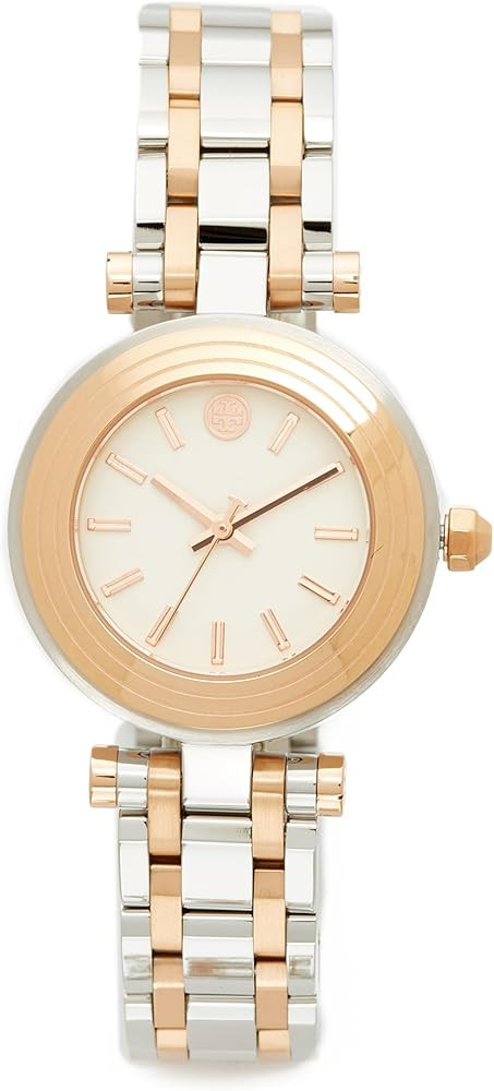 Tory Burch Women's The Classic T Watch, Silver/Rose Gold/Ivory, One Size | Amazon (US)