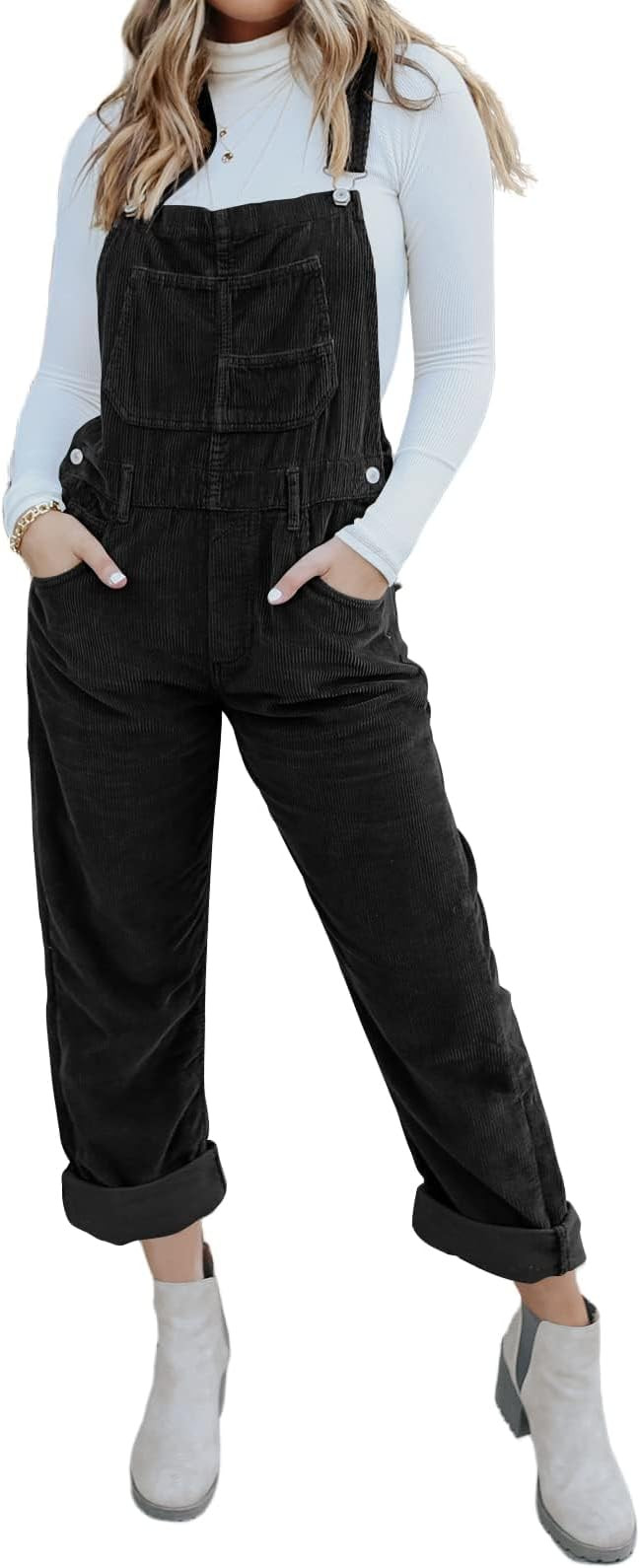 Onedreamer Women Corduroy Overalls Adjustable Strap Loose Bib With Pocket | Baggy Straight jumpsu... | Amazon (US)