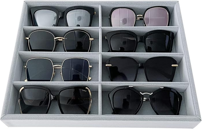 Velvet Grey Jewelry Trays Premium Grade Drawer Insert Divider Stackable Eyewear Organizer (sungla... | Amazon (US)