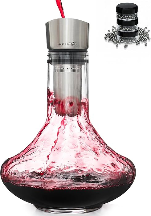 Gusto Nostro Crystal Wine Decanter with Aerator Pourer - Premium Hand-blown Lead-free Glass Wine ... | Amazon (US)