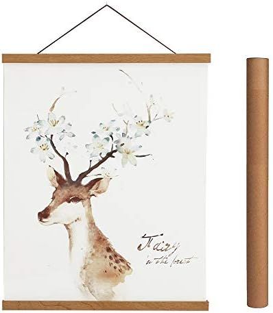 Magnetic Poster Hanger Frame, 40x27 40x30 40x60 Light Wood Wooden Magnet Canvas Artwork Print Dowel  | Amazon (US)