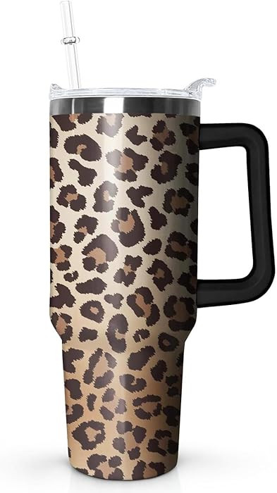 Ceovfoi 40 Oz Tumbler With Handle, Leopard Print Cheetah Coffee Travel Mug Cup, Water Bottle, Dec... | Amazon (US)