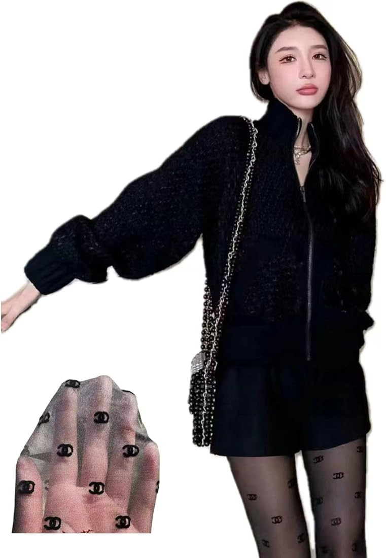 Translucent tights Correct logo Double Letter CC Pantyhose Flocking version Transparent Slim Pant... | Amazon (US)