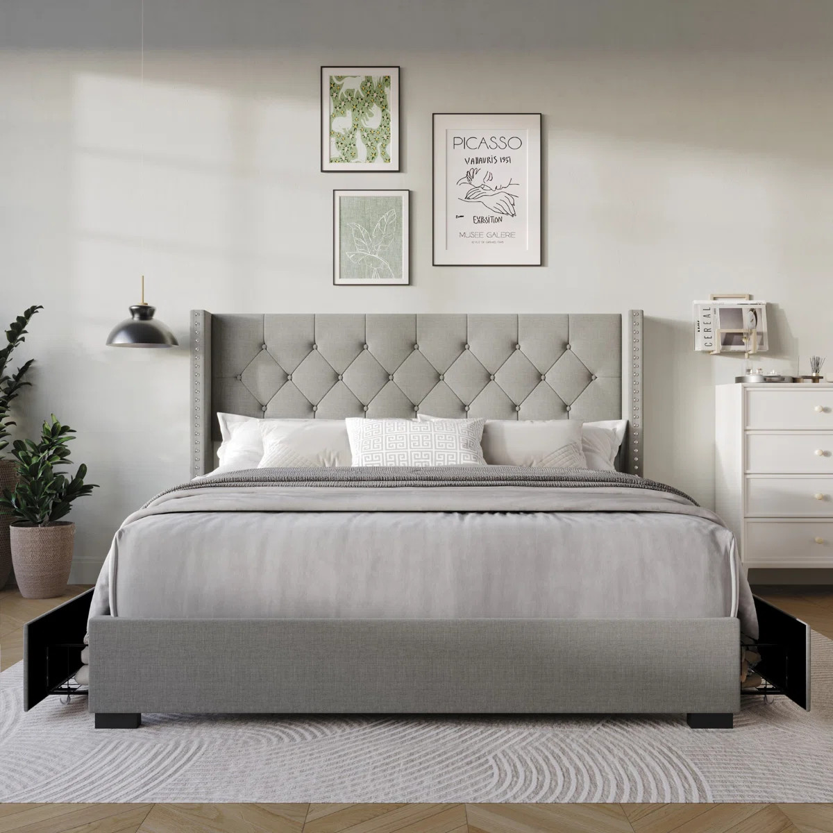 Sauger Upholstered Wingback Storage Bed | Wayfair North America
