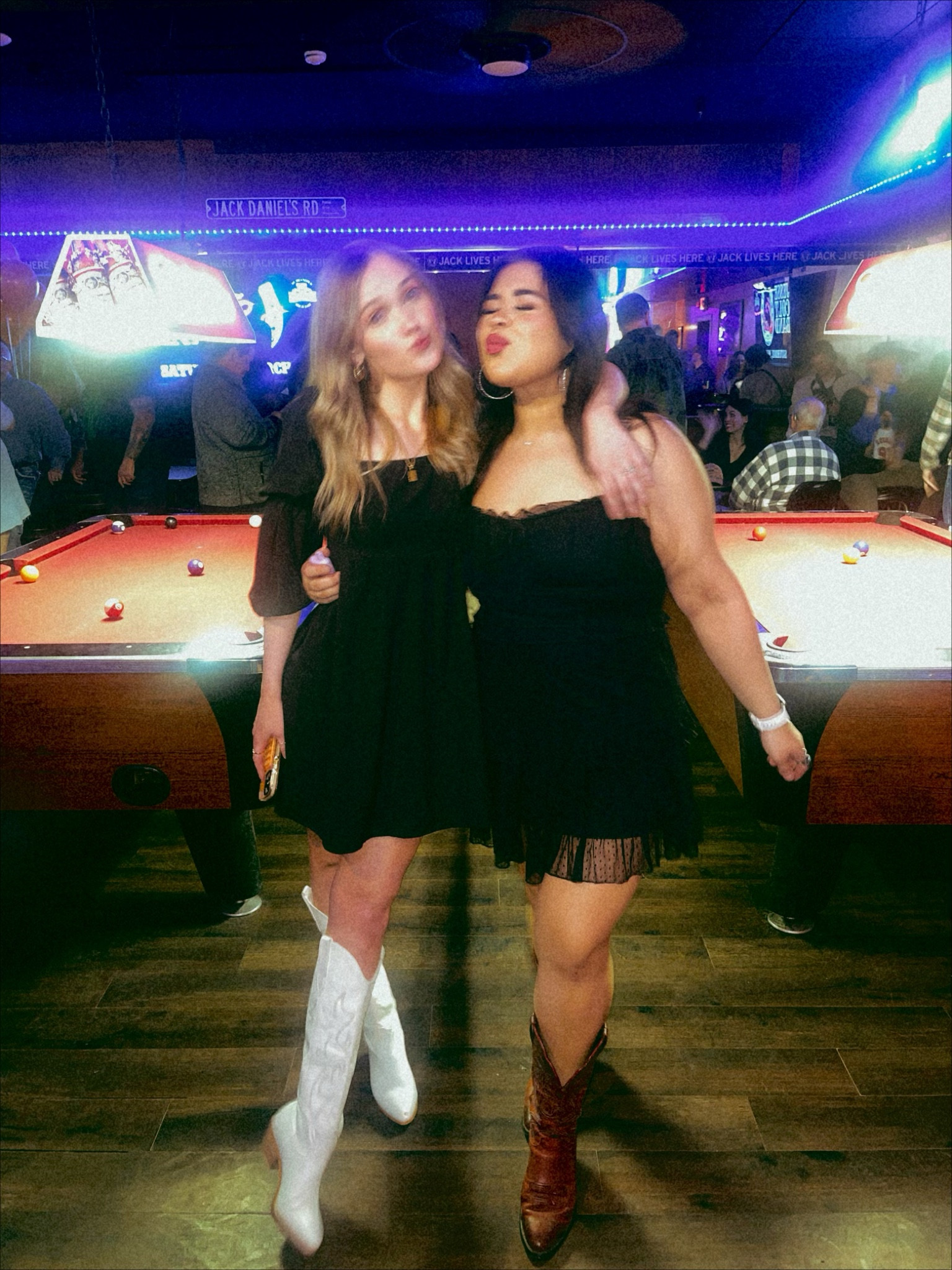 White Boots & Black Dress 