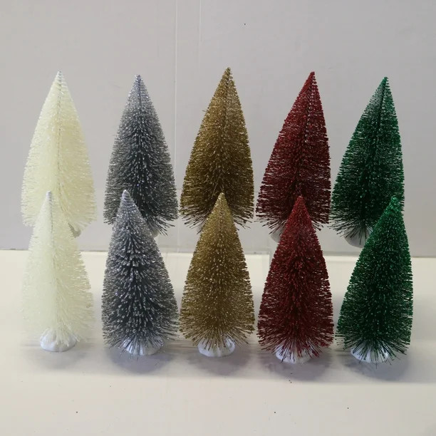 Holiday Time Christmas Village Multicolor Tree Set, 10 Count - Walmart.com | Walmart (US)