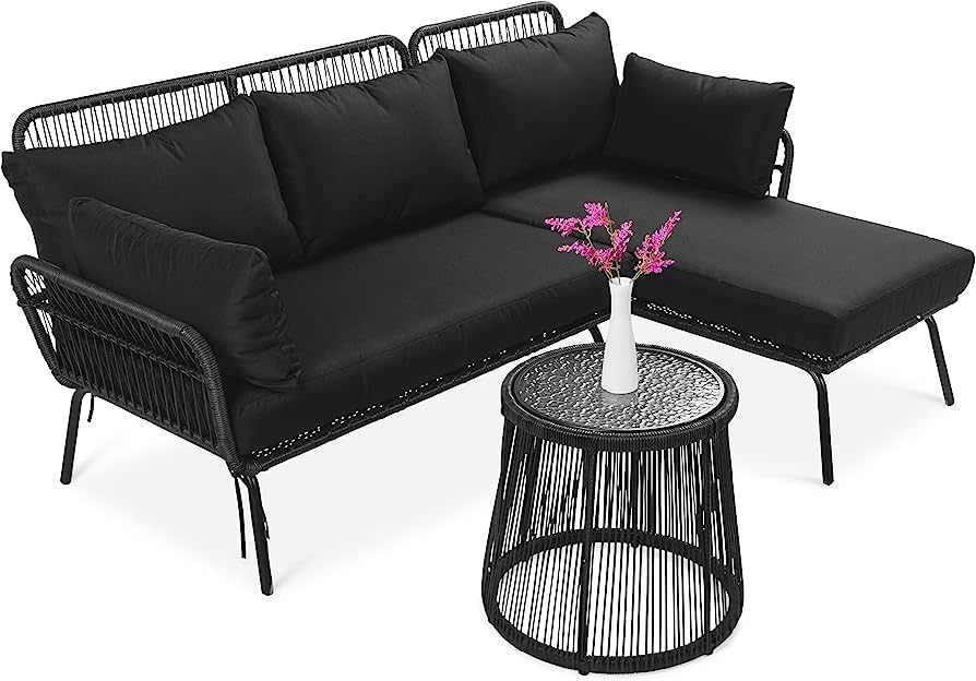 Best Choice Products Outdoor Rope Woven Sectional Patio Furniture L-Shaped Conversation Sofa Set ... | Amazon (US)