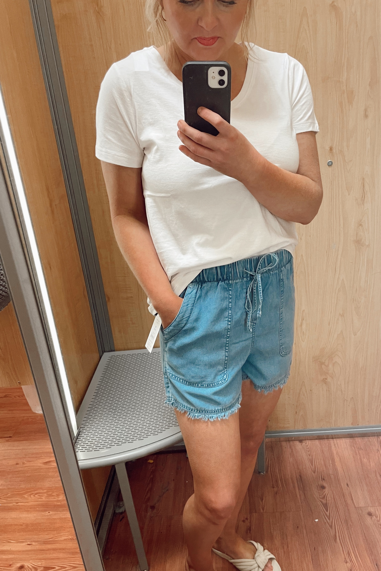 Comfy elastic draw string shorts from Walmart 💙 They run a little big but they are so cute and perfect for a vacation or spring outfit! 
#springoutfit #shorts #springfashion #walmartfinds #wlamart #vacationoutfit 

#LTKunder50 #LTKSeasonal #LTKfit