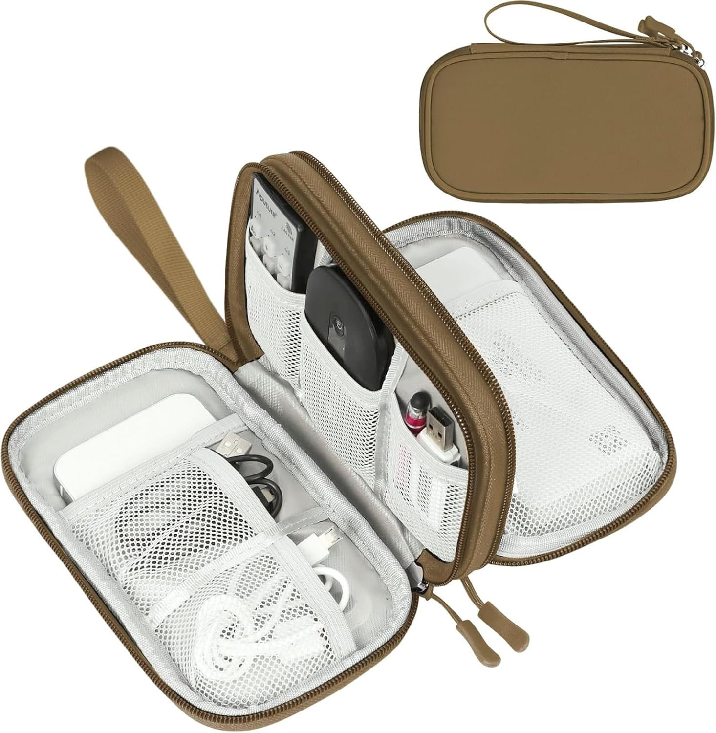 FYY Electronic Organizer, Travel Tech Pouch Bag, Cable Organizer Brown | Amazon (US)