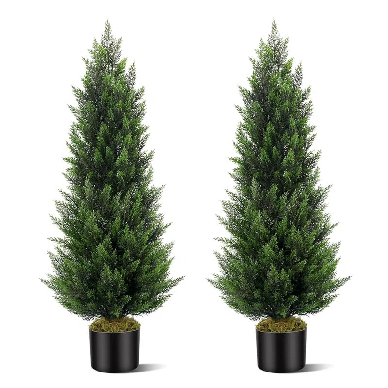 Artificial Cedar Tree Set In A Pot,Fake Tree (Set of 2) | Wayfair North America