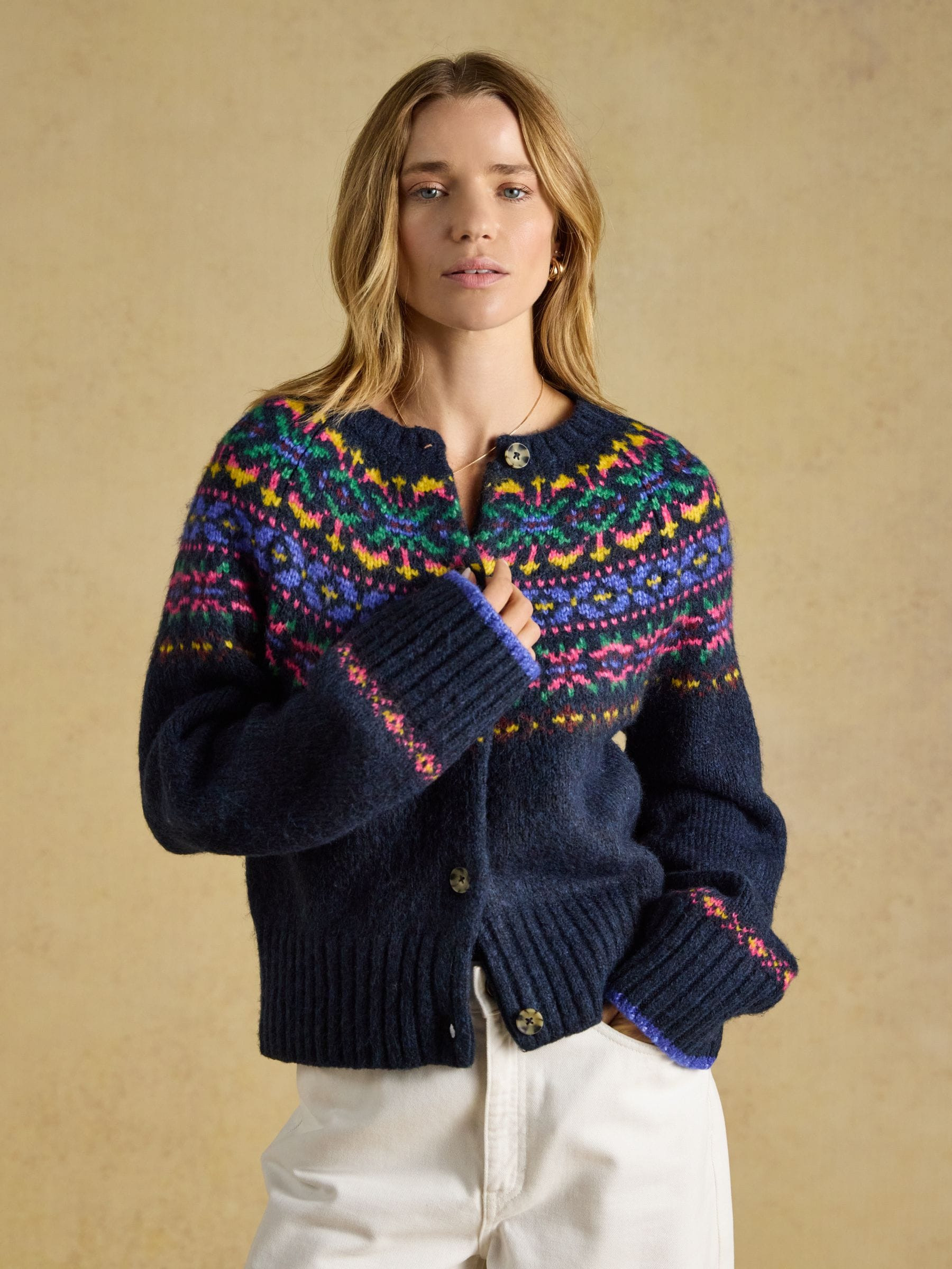 Joules Fair Isle Wool Blend Knitted Cardigan | Next US