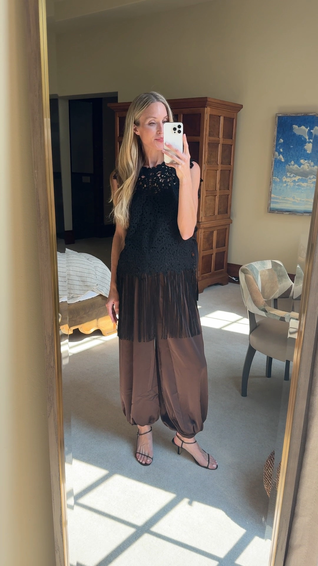 XS Fringe top (runs large), XS balloon pants, heels run true to size! Linked similar fringe tops too to help you recreate this look for less ✨

#LTKgrwm #LTKootd #LTKSeasonal