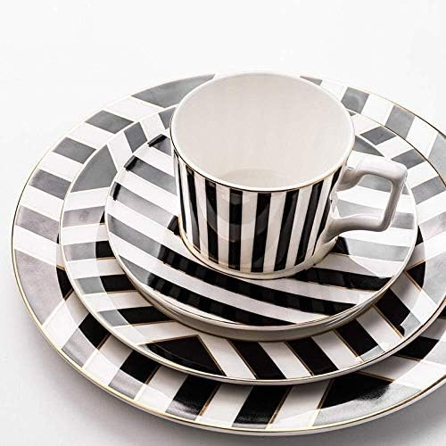 TANGIST Dinnerware Sets Dinner Plates Retro Style Ceramic Home Decoration Set Plate Creative Gold St | Amazon (US)