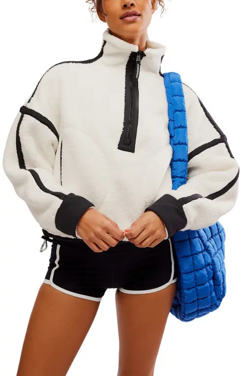 Free People FP Movement Mountain High Fleece Half Zip Pullover in White Combo at Nordstrom, Size X-Large | Nordstrom