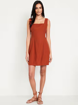 Square-Neck Linen-Blend Mini Dress | Old Navy (US)