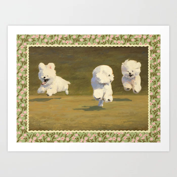 Three Dogs Running Art Print | Society6
