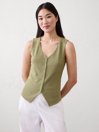 Jacquard Crinkled Vest Top | Banana Republic Factory